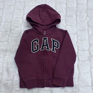Baby Gap Boys Maroon Embroidered Logo‎ Full Zip Hoodie Sweater Size 5